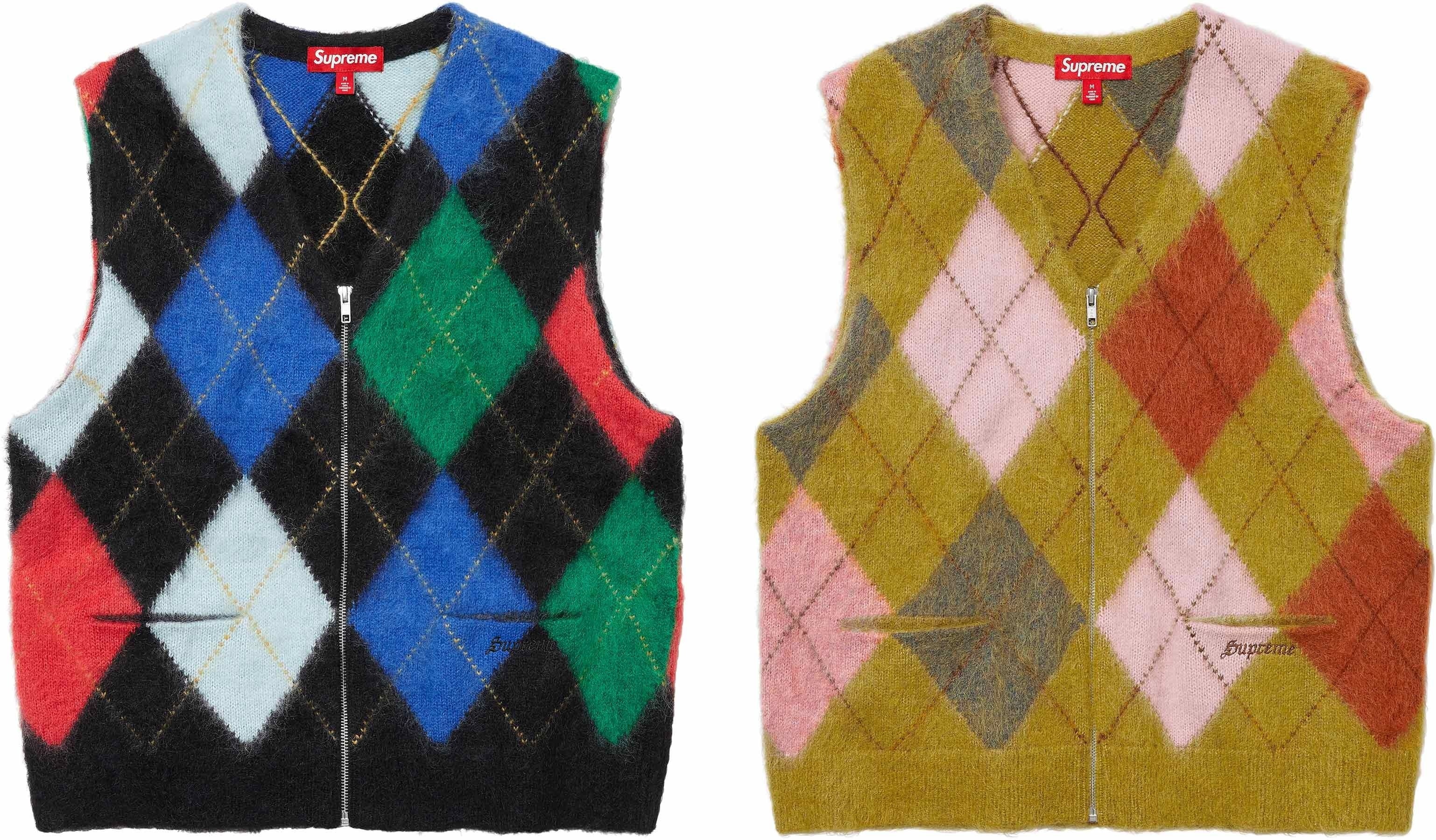 Brushed Argyle Zip Up Vest